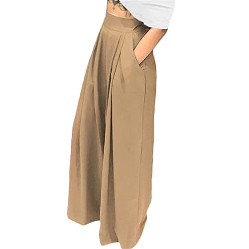 MESLIMA High-Waisted Wide Leg Stretch Palazzo Pants for Women