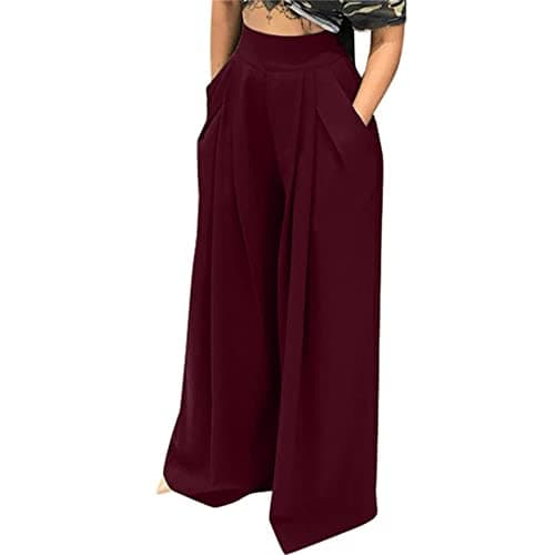 MESLIMA High-Waisted Wide Leg Stretch Palazzo Pants for Women