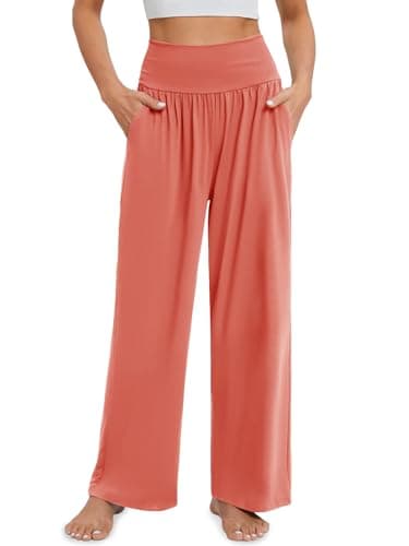Gracyoga Wide Leg High Waisted Flowy Yoga Pants for Women