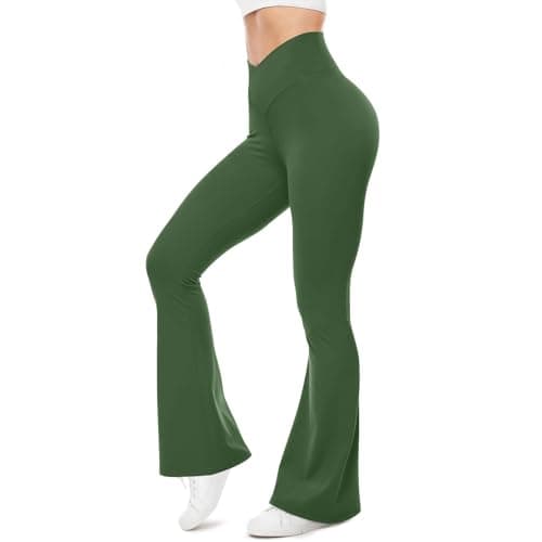 Women's High Waist Flare Yoga Pants with Pockets & Tummy Control