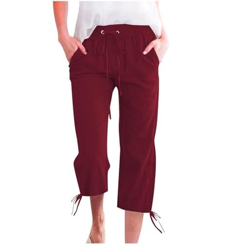 Summer 2024 High-Waisted Wide-Leg Capri Pants for Women
