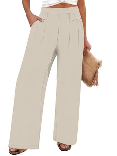 Women's Elastic Waist Culottes Pants with Pockets Casual Palazzo