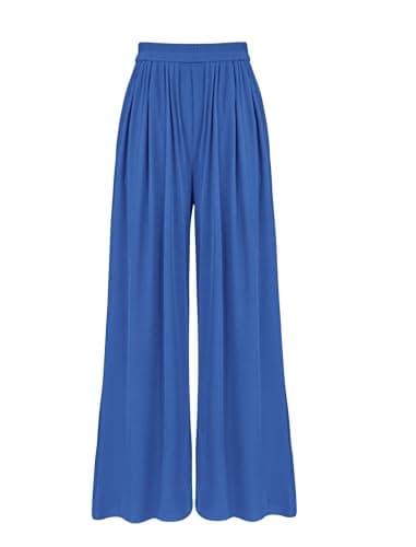 BTFBM Women's Casual Wide Leg Knit Trousers with Pockets