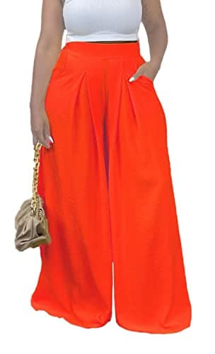 Miiyana Plus Size High Waisted Wide Leg Palazzo Trousers