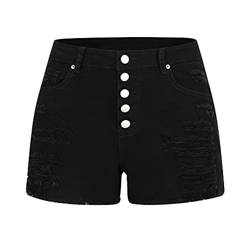 Thunder Star Women's Mid Rise Ripped Stretch Denim Shorts