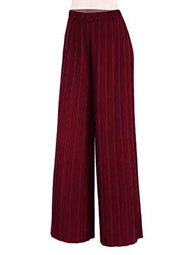 Johnny Women's Pleated Wide Leg Palazzo Pants with Drawstring