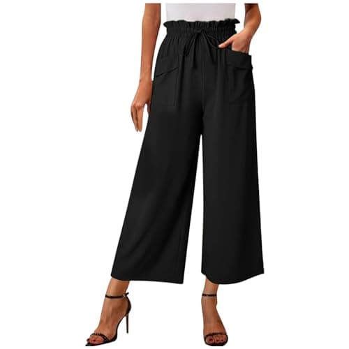 2024 Summer High-Waisted Wide Leg Linen Pant with Big Side Pockets
