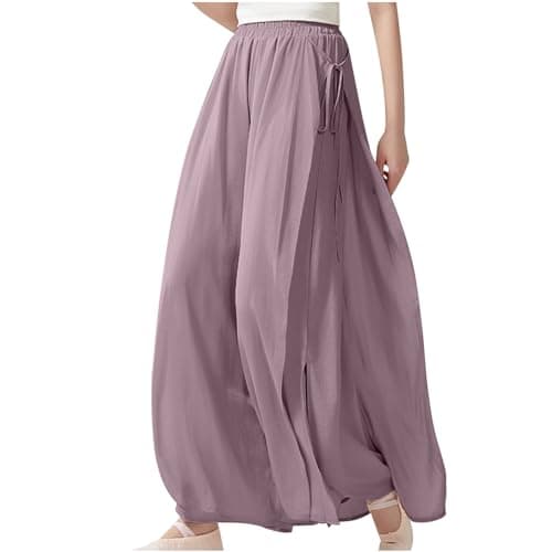 Women's Lightweight Pleated Palazzo Pants High Waisted Flared Trousers