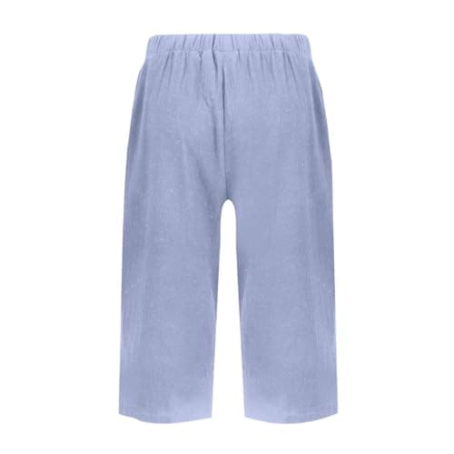 Yxzogd 2025 Women's Summer Cotton Linen Elastic Waist Basic Plus Size Short Pants with Pockets