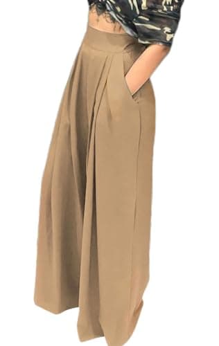 Chatinction Women's High Waist Pleated Polka Dot Printed Wide Leg Pants