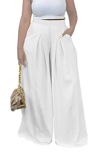 Miiyana Plus Size High Waisted Wide Leg Palazzo Trousers