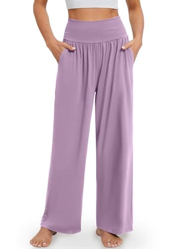 Gracyoga Wide Leg High Waisted Flowy Yoga Pants for Women