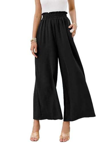 Eteviolet Women's Boho High-Waisted Wide Leg Flowy Summer Pants