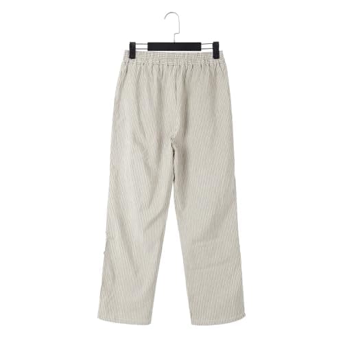 Generic Women's Straight Leg Stripe Cotton Linen Pants