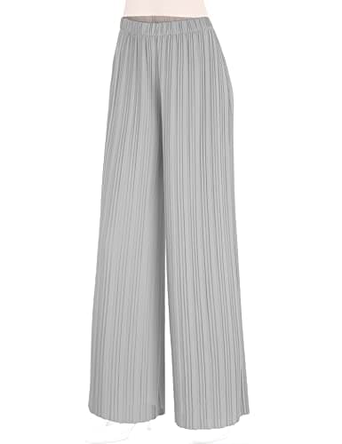 Johnny Women's Pleated Wide Leg Palazzo Pants with Drawstring