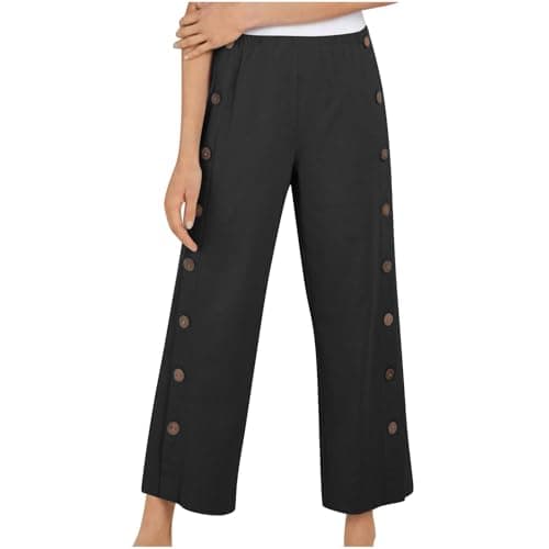 Yxzogd Women's High Waisted Wide Leg Cotton Linen Trousers