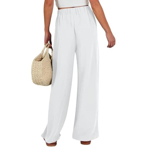 GOKKILRW Women's Summer High Waist Linen Drawstring Palazzo Pants