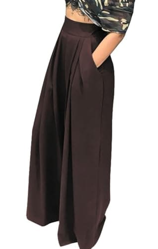 Chatinction Women's High Waist Pleated Polka Dot Printed Wide Leg Pants