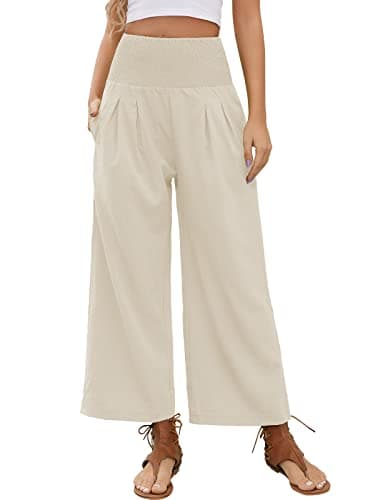 QIANXIZHAN Women's Cropped Wide Leg Palazzo Pants
