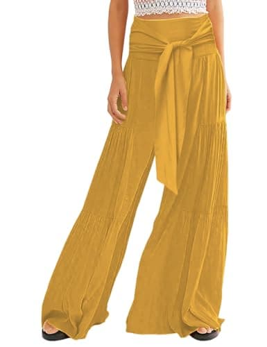 Lrady Women's Boho Printed Wide Leg Palazzo Pants