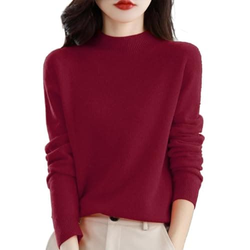 Trendy Women's Lightweight Cashmere Crew Neck Pullover