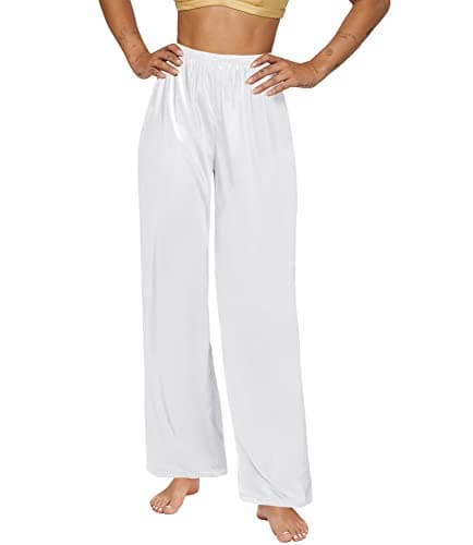 SWOMOG Women's Silk Satin Pajama Pants Elastic Waist