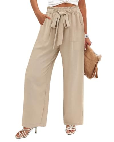 Flowy Women's Wide Leg Pants with Elastic Waist and Pockets, Ideal for Business or Casual Wear
