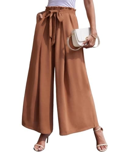 Lousguta High-Waisted Wide Leg Palazzo Pants for Women with Pockets
