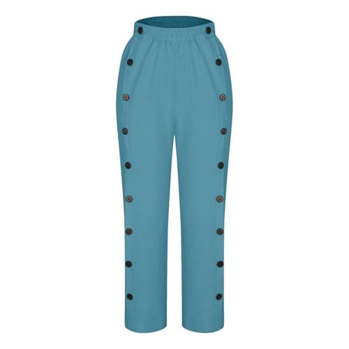 Sktremeuru Women's 2025 Summer High Waist Wide Leg Cotton Linen Pants