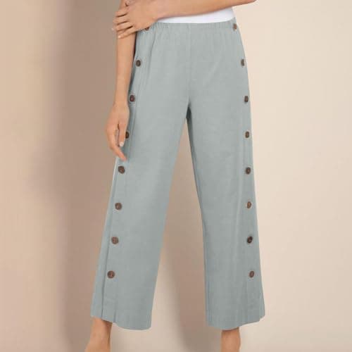 Yxzogd Women's High Waisted Wide Leg Cotton Linen Trousers