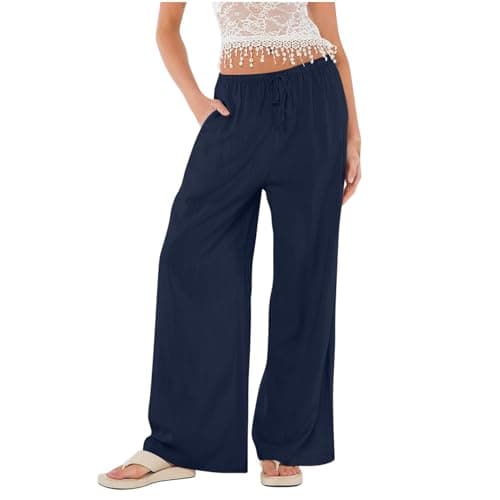 Elegant Women's Linen Palazzo Pants with Pockets