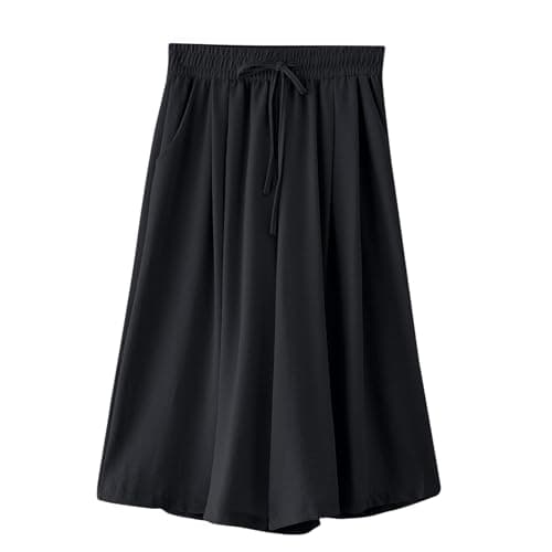 Yxzogd Women's High Waisted Wide Leg Drawstring Capri Pants with Pocket