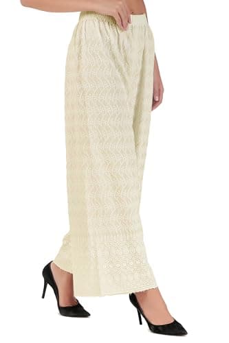 Elegant Ladyline Rayon Embroidered Palazzo Pant with Elastic Closure