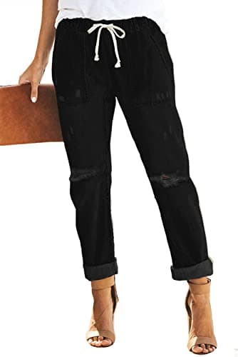 Metietila Women’s Casual Distressed Stretch Jean Denim Pants