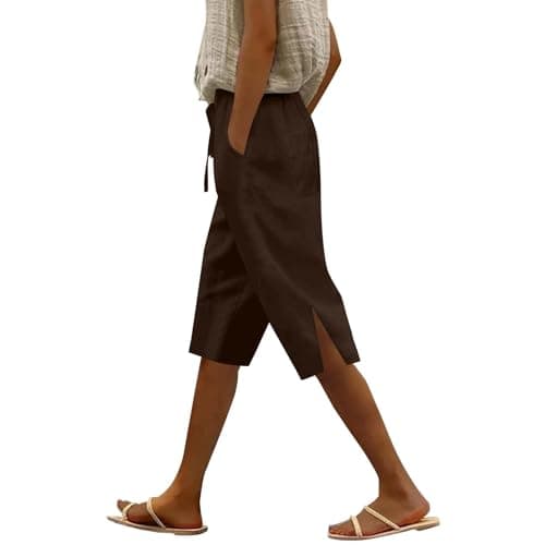 Lightweight Women's Knee-Length Bermuda Shorts in Linen with Pockets