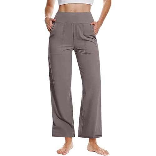 Yxyzogd Wide Leg High Waisted Yoga Pants for Women Tummy Control with Pockets