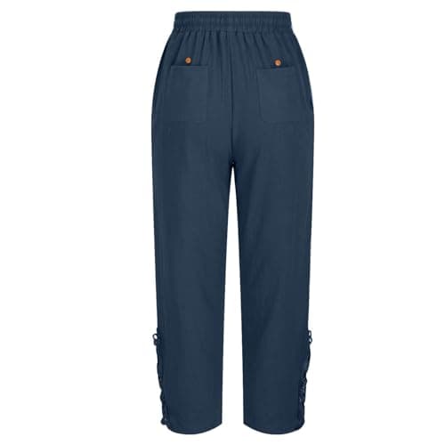 Yxzogd Women's Boho High Rise Cropped Cotton Linen Pants