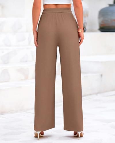BTFBM Women's Casual Wide Leg Knit Trousers with Pockets