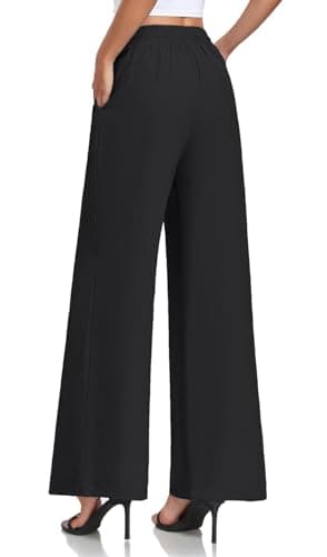 YVH Women's Casual Loose Fit Palazzo Pants with Pockets Elastic Waist