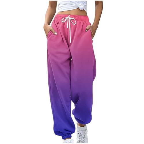 SMIDOW Women's Trendy Fall Gradient High-Waisted Jogger Pants