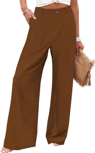 Bbkkuck Women's Elastic High-Waisted Wide Leg Palazzo Pants with Pockets