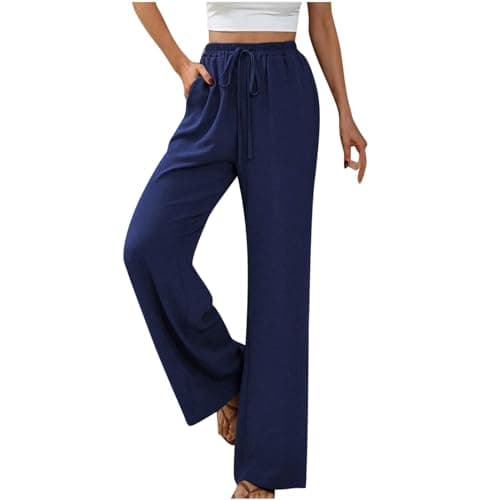 Yxzogd High-Waisted Loose Flowy Palazzo Pants for Women Summer Business Casual