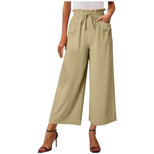 2024 Summer High-Waisted Wide Leg Linen Pant with Big Side Pockets