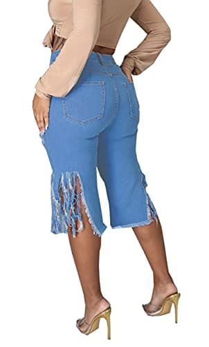 BestGirl Women's Mid Rise Ripped Denim Distressed Short Jeans