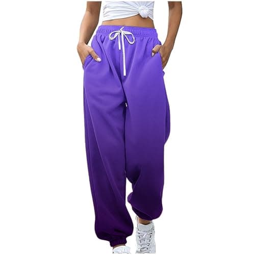 SMIDOW Women's Trendy Fall Gradient High-Waisted Jogger Pants