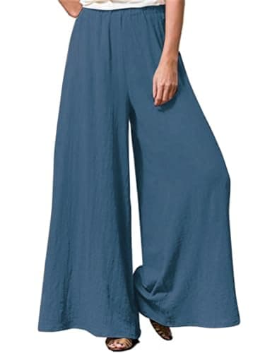 Hisanny Plus Size Wide Leg Linen Pants with Pockets L 5XL