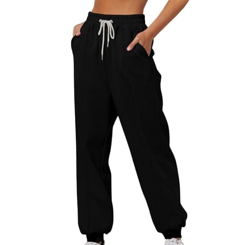 Womens High Waisted Cinch Bottom Fleece Sweatpants Casual Joggers