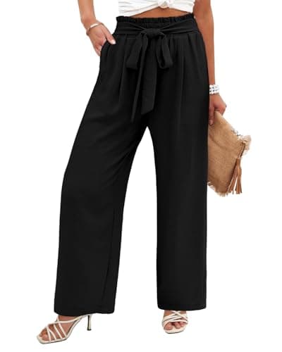 Flowy Women's Wide Leg Pants with Elastic Waist and Pockets, Ideal for Business or Casual Wear