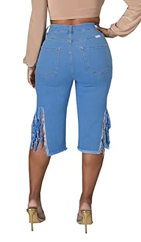 BestGirl Women's Mid Rise Ripped Denim Distressed Short Jeans