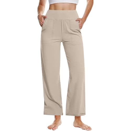 Yxyzogd Wide Leg High Waisted Yoga Pants for Women Tummy Control with Pockets